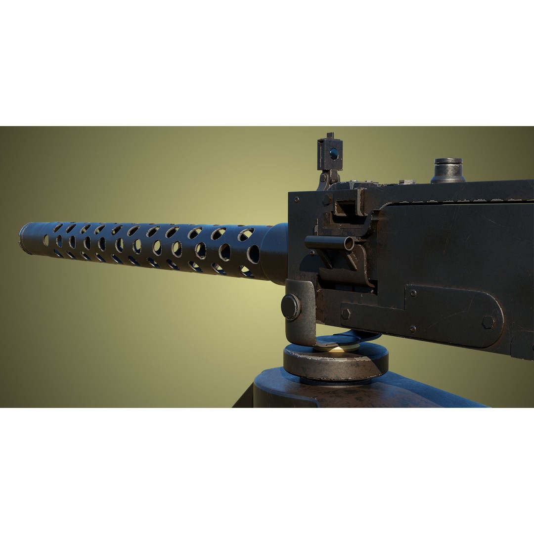 M1919 Browning Machine Gun 3D Model – Low Poly PBR Game Asset, FBX - View 22