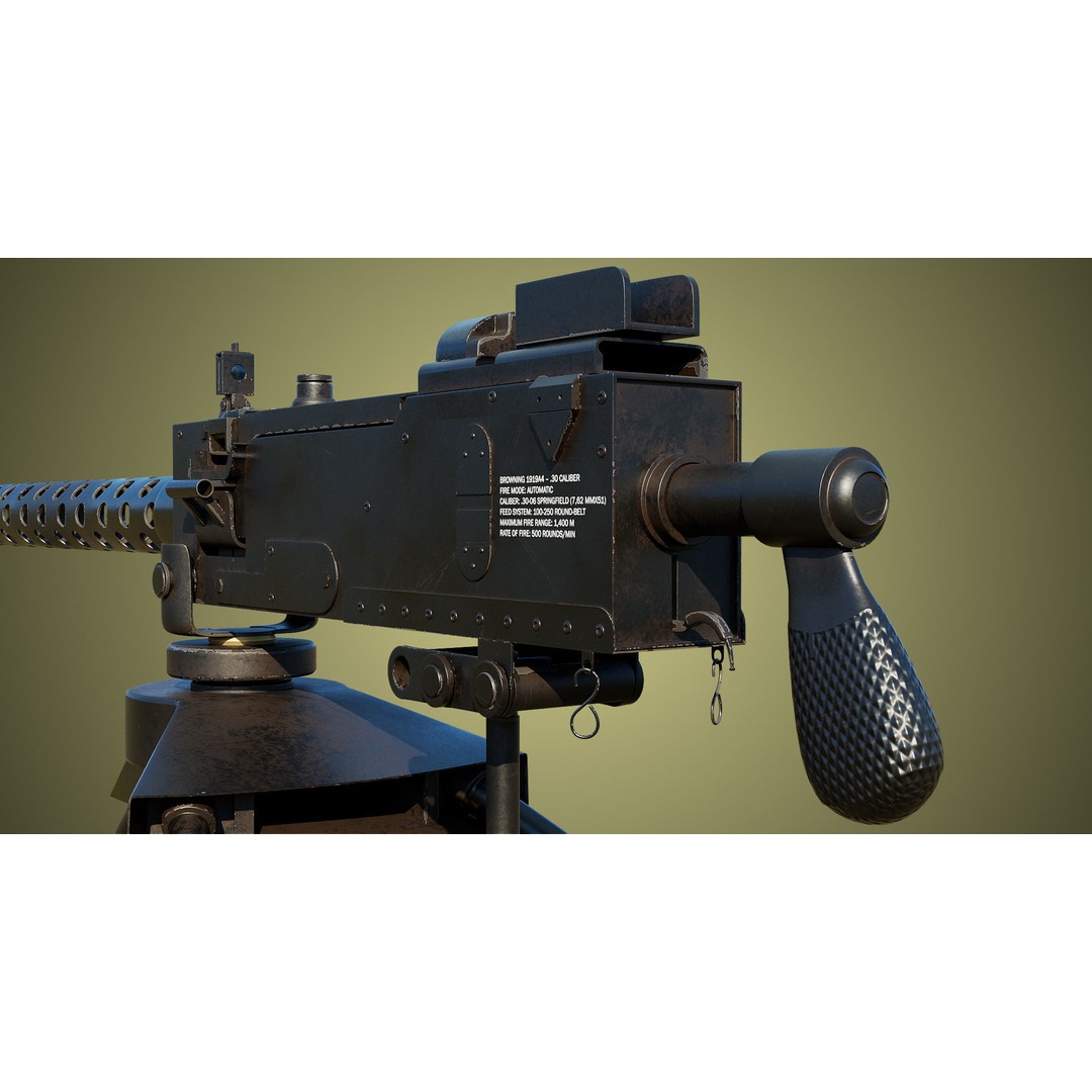 M1919 Browning Machine Gun 3D Model – Low Poly PBR Game Asset, FBX - View 24