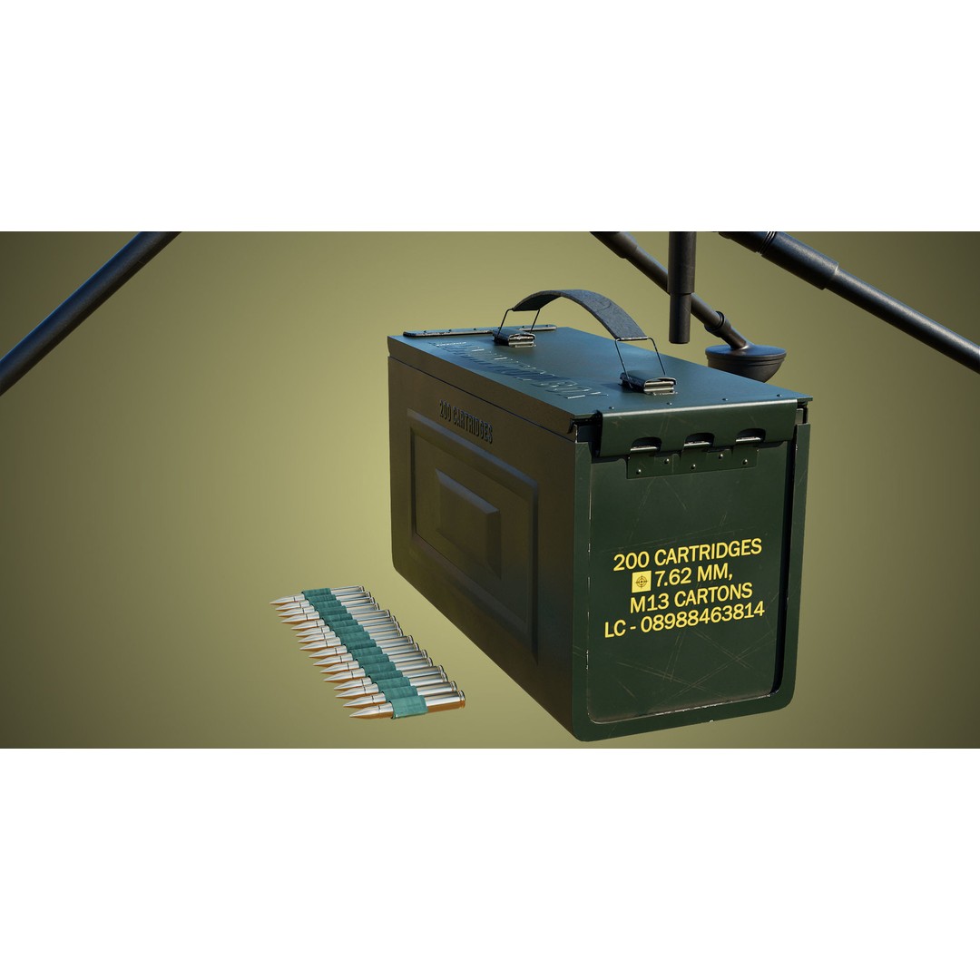M1919 Browning Machine Gun 3D Model – Low Poly PBR Game Asset, FBX - View 25