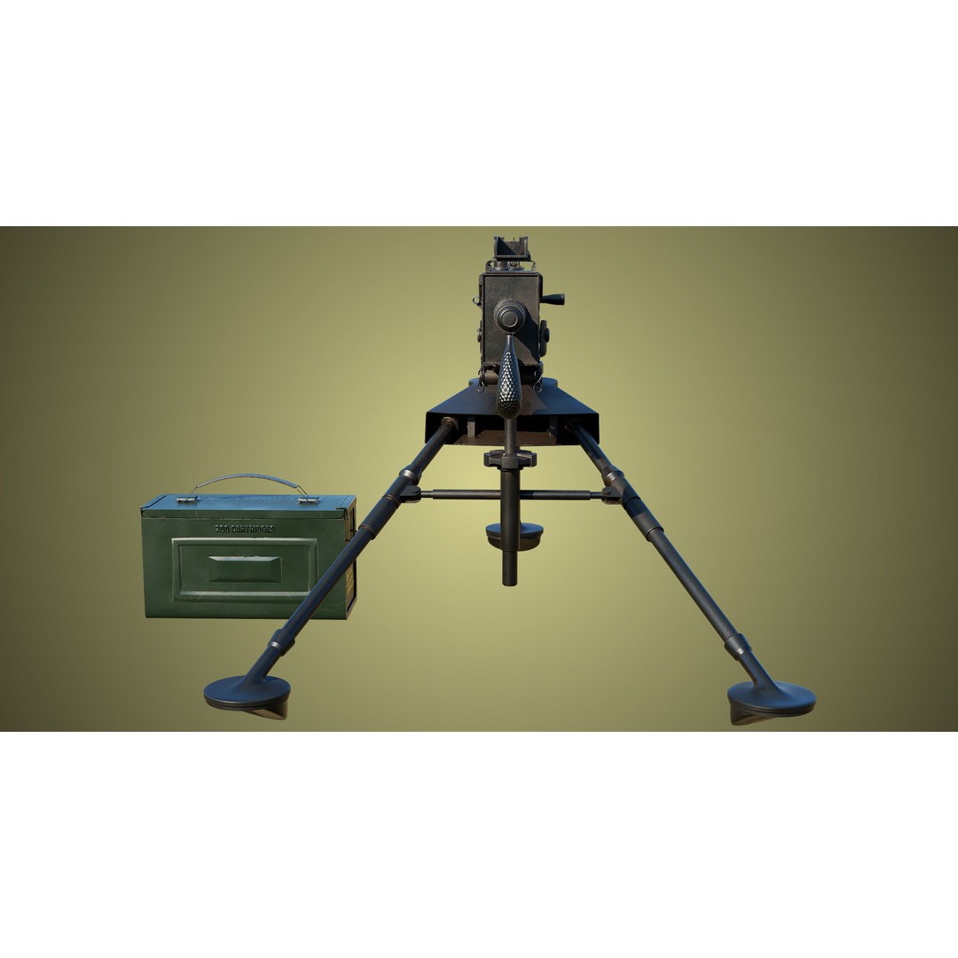 M1919 Browning Machine Gun 3D Model – Low Poly PBR Game Asset, FBX - View 26