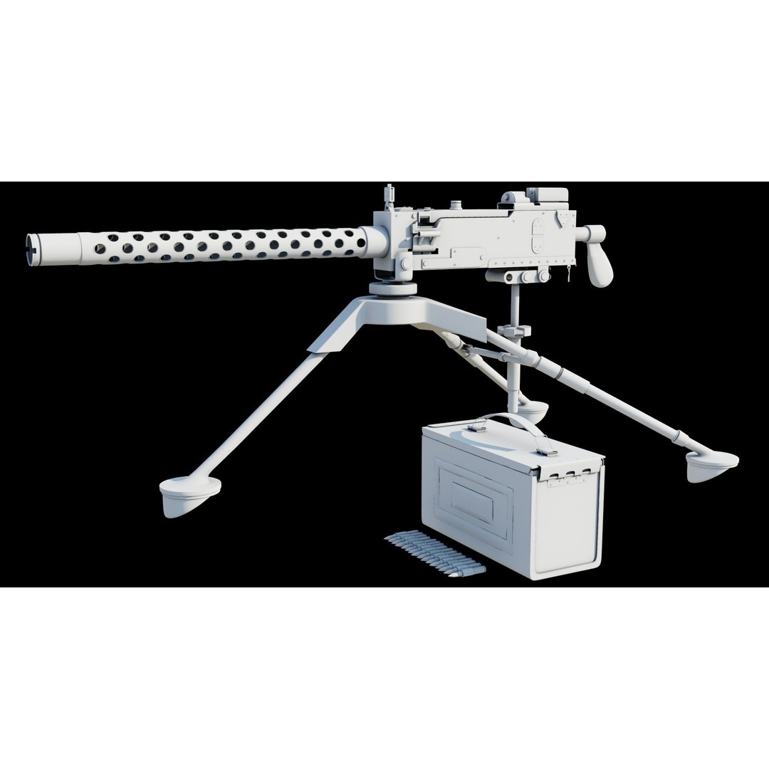 M1919 Browning Machine Gun 3D Model – Low Poly PBR Game Asset, FBX - View 30