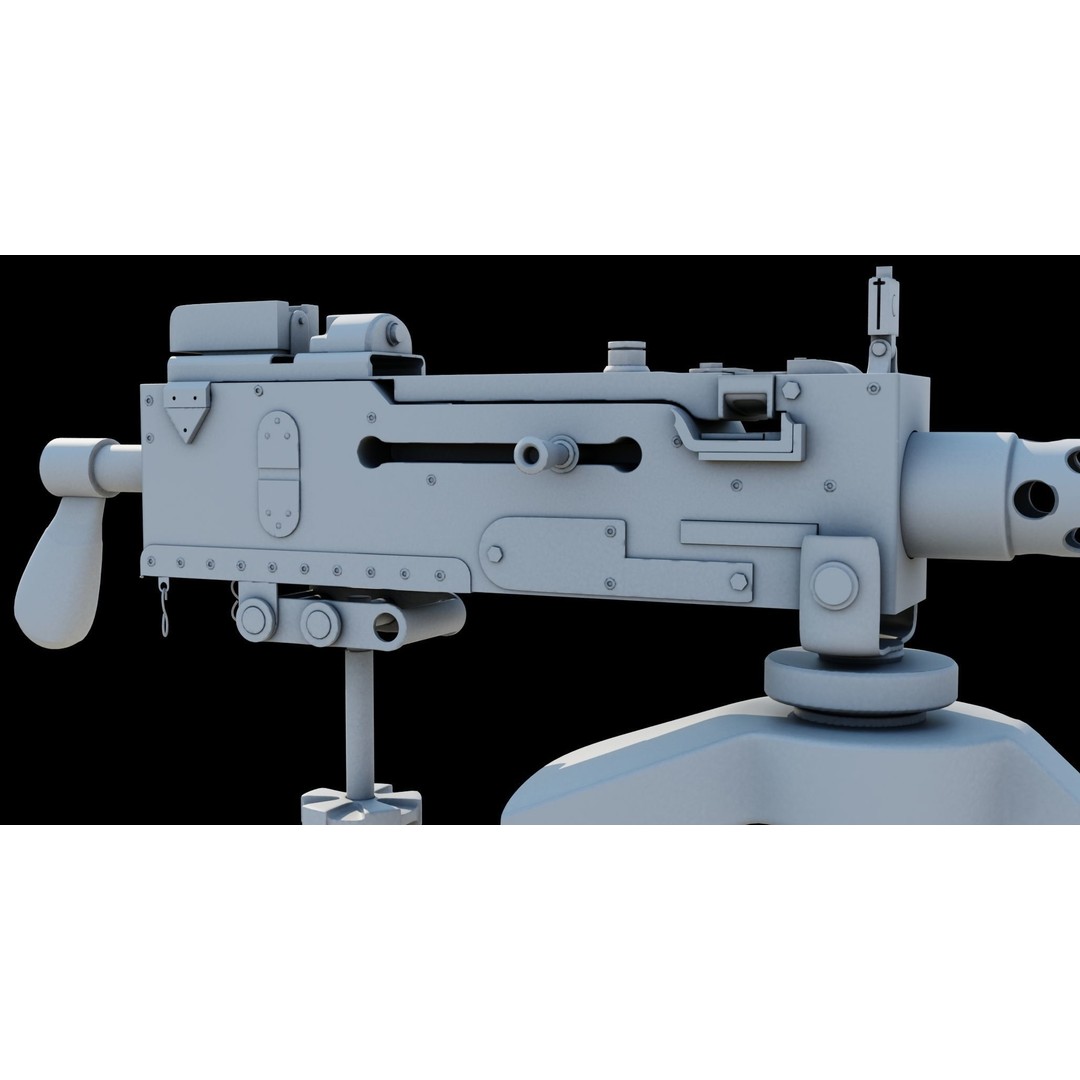 M1919 Browning Machine Gun 3D Model – Low Poly PBR Game Asset, FBX - View 32