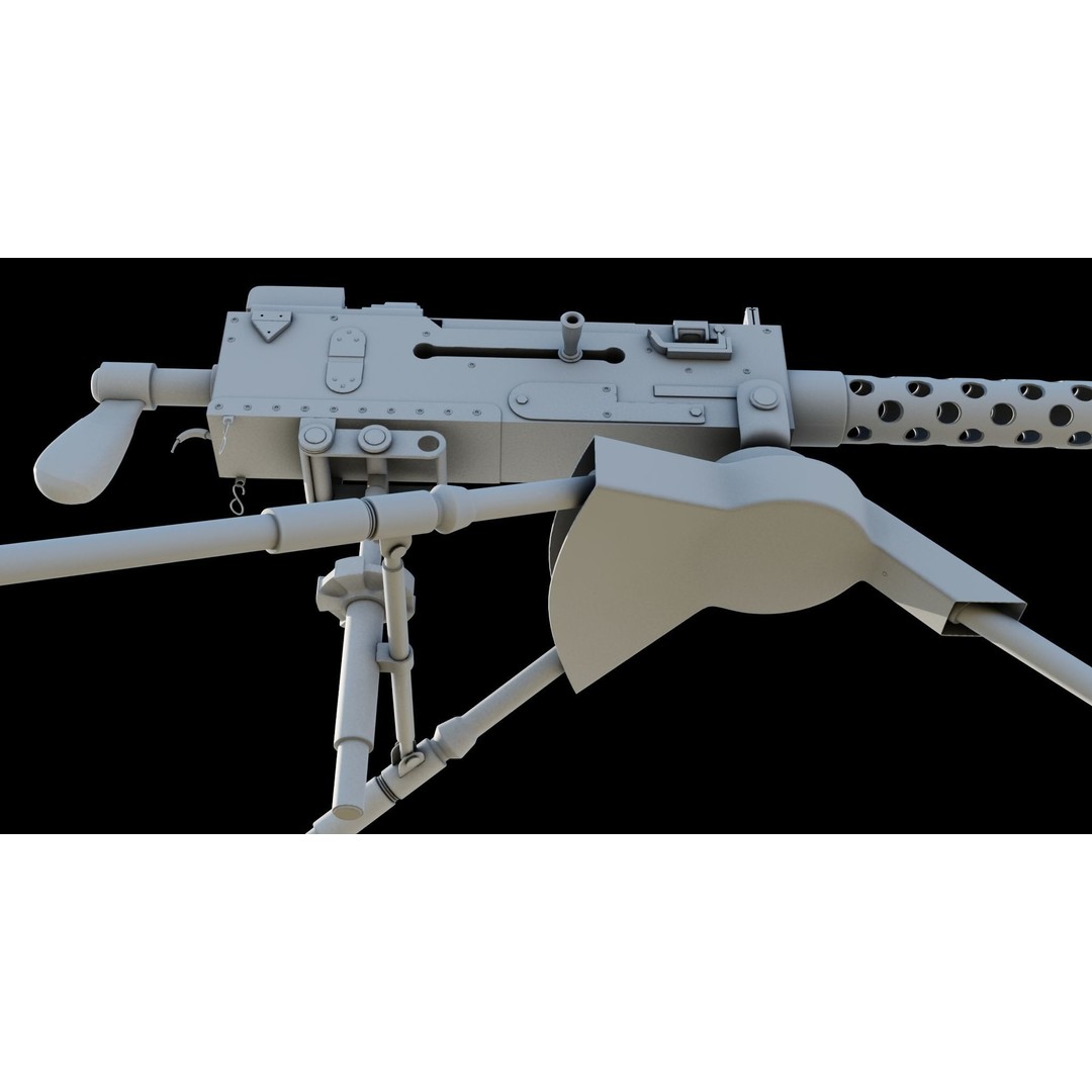 M1919 Browning Machine Gun 3D Model – Low Poly PBR Game Asset, FBX - View 33