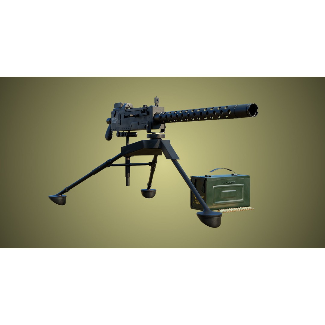 M1919 Browning Machine Gun 3D Model – Low Poly PBR Game Asset, FBX - View 4