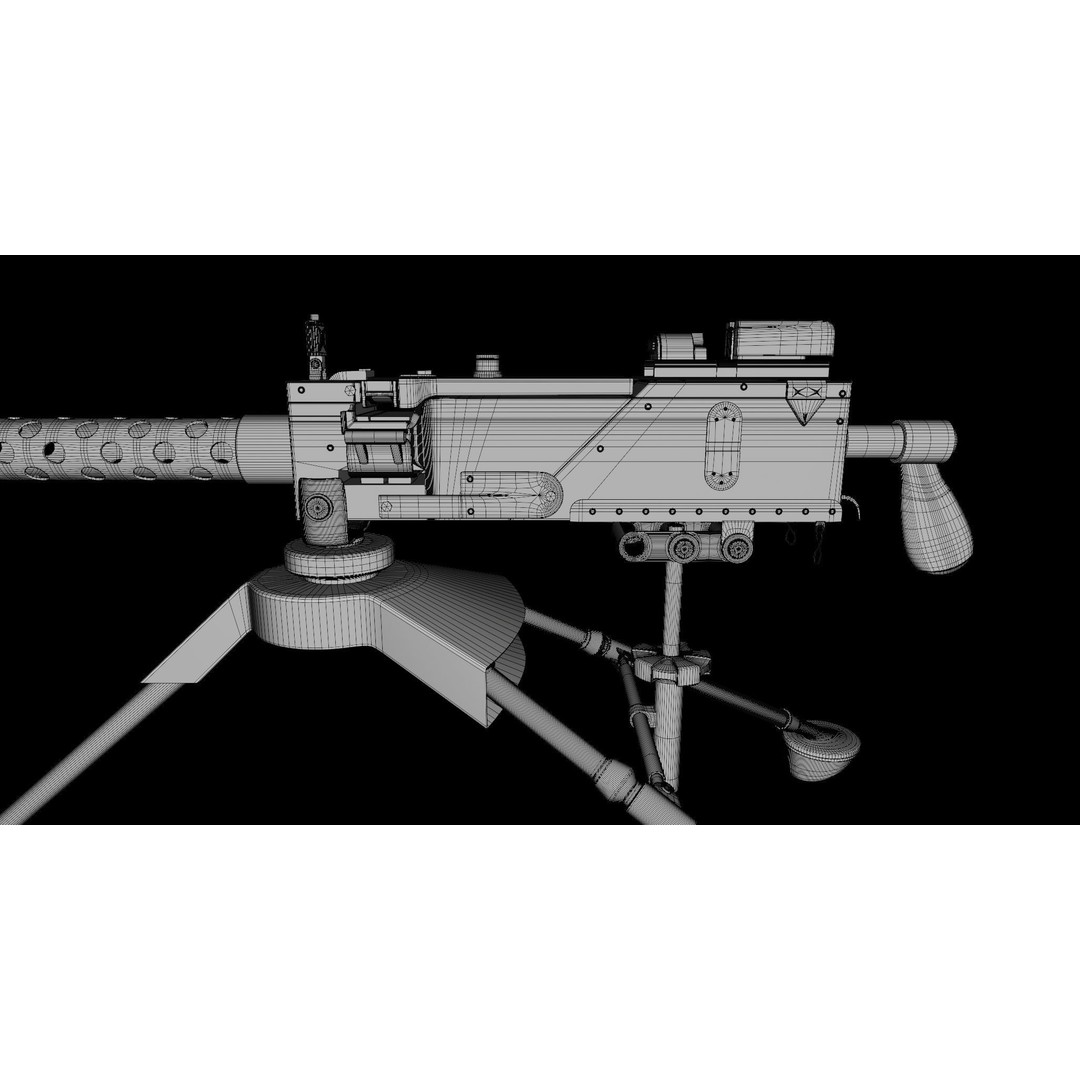 M1919 Browning Machine Gun 3D Model – Low Poly PBR Game Asset, FBX - View 40
