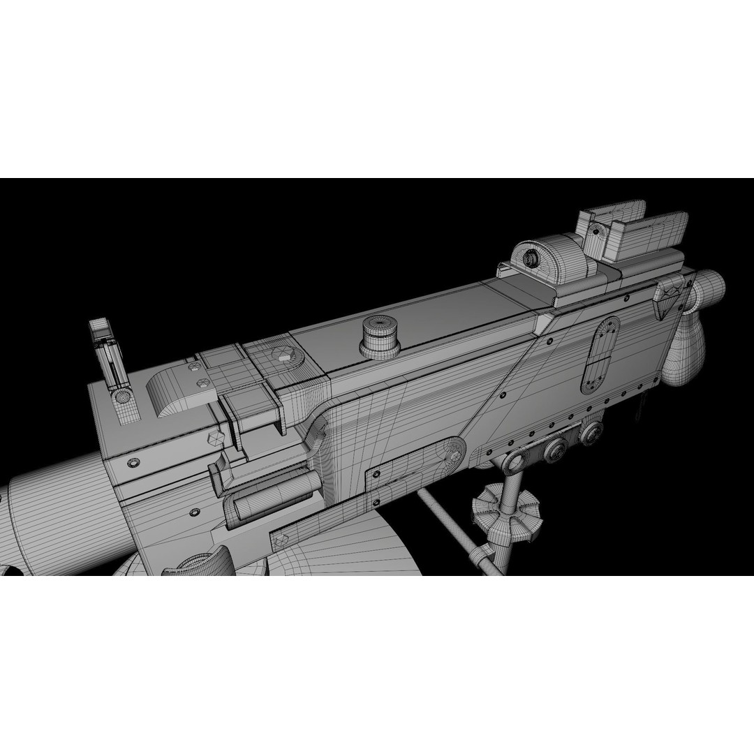 M1919 Browning Machine Gun 3D Model – Low Poly PBR Game Asset, FBX - View 43
