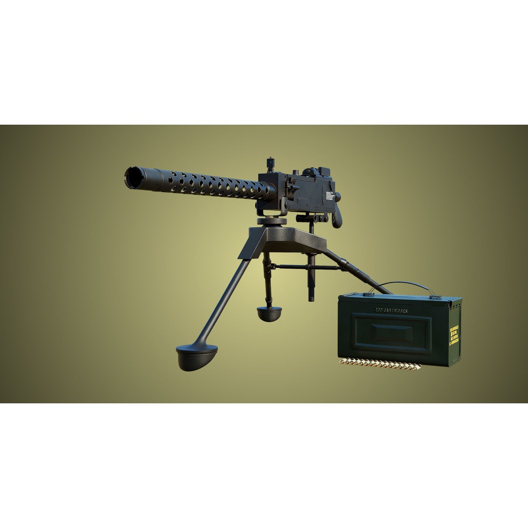 M1919 Browning Machine Gun 3D Model – Low Poly PBR Game Asset, FBX - View 5
