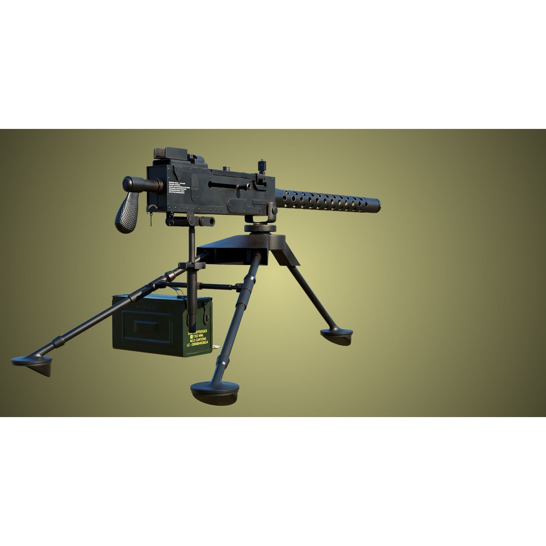 M1919 Browning Machine Gun 3D Model – Low Poly PBR Game Asset, FBX - View 6