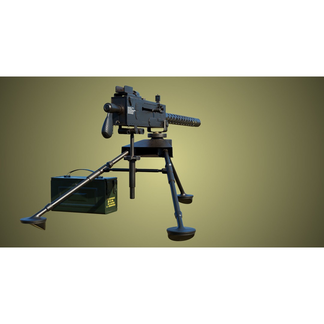 M1919 Browning Machine Gun 3D Model – Low Poly PBR Game Asset, FBX - View 8