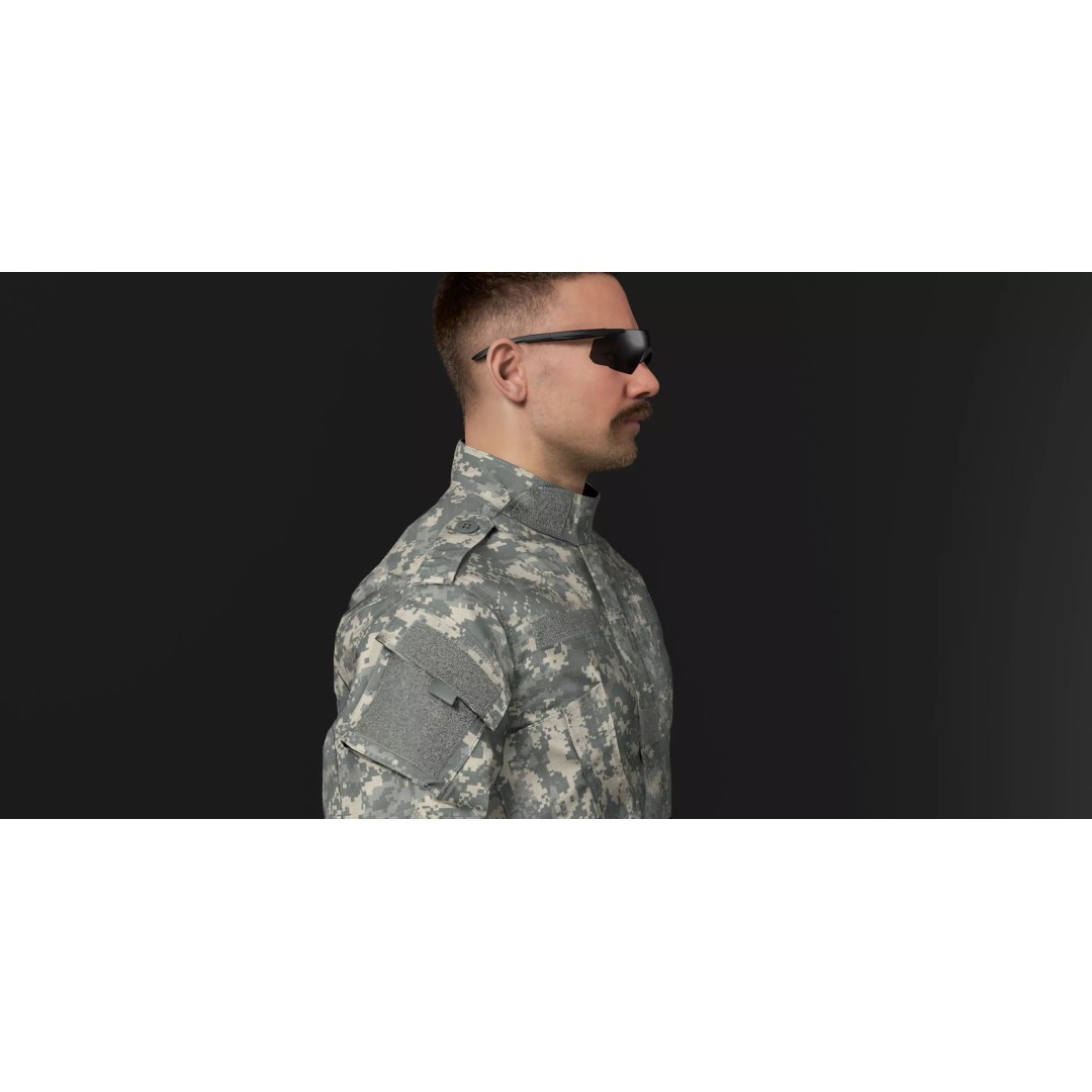 Modern Military Uniform 3D Model – Low Poly USMC & US Army Camos, FBX - View 10