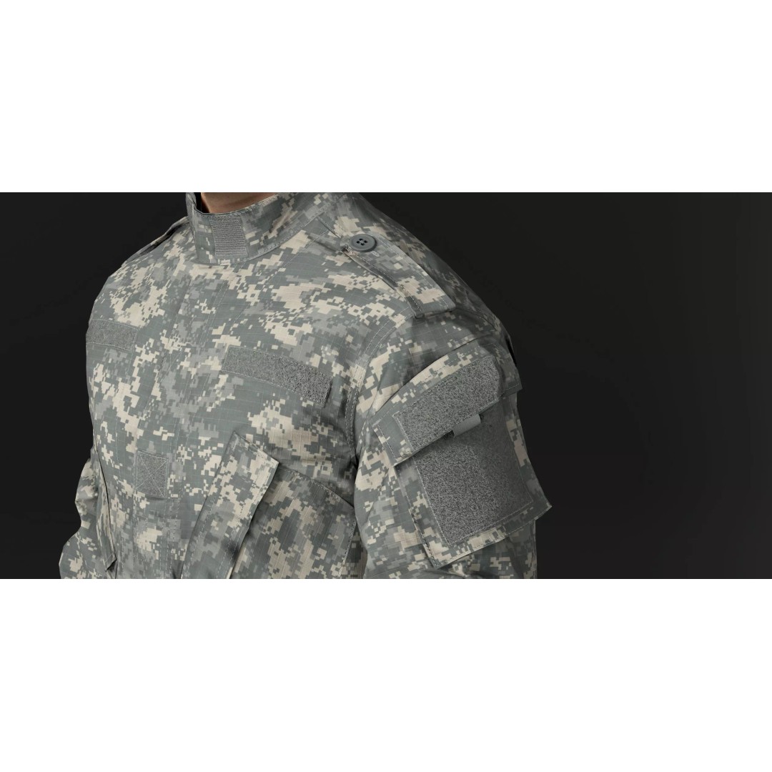Modern Military Uniform 3D Model – Low Poly USMC & US Army Camos, FBX - View 11