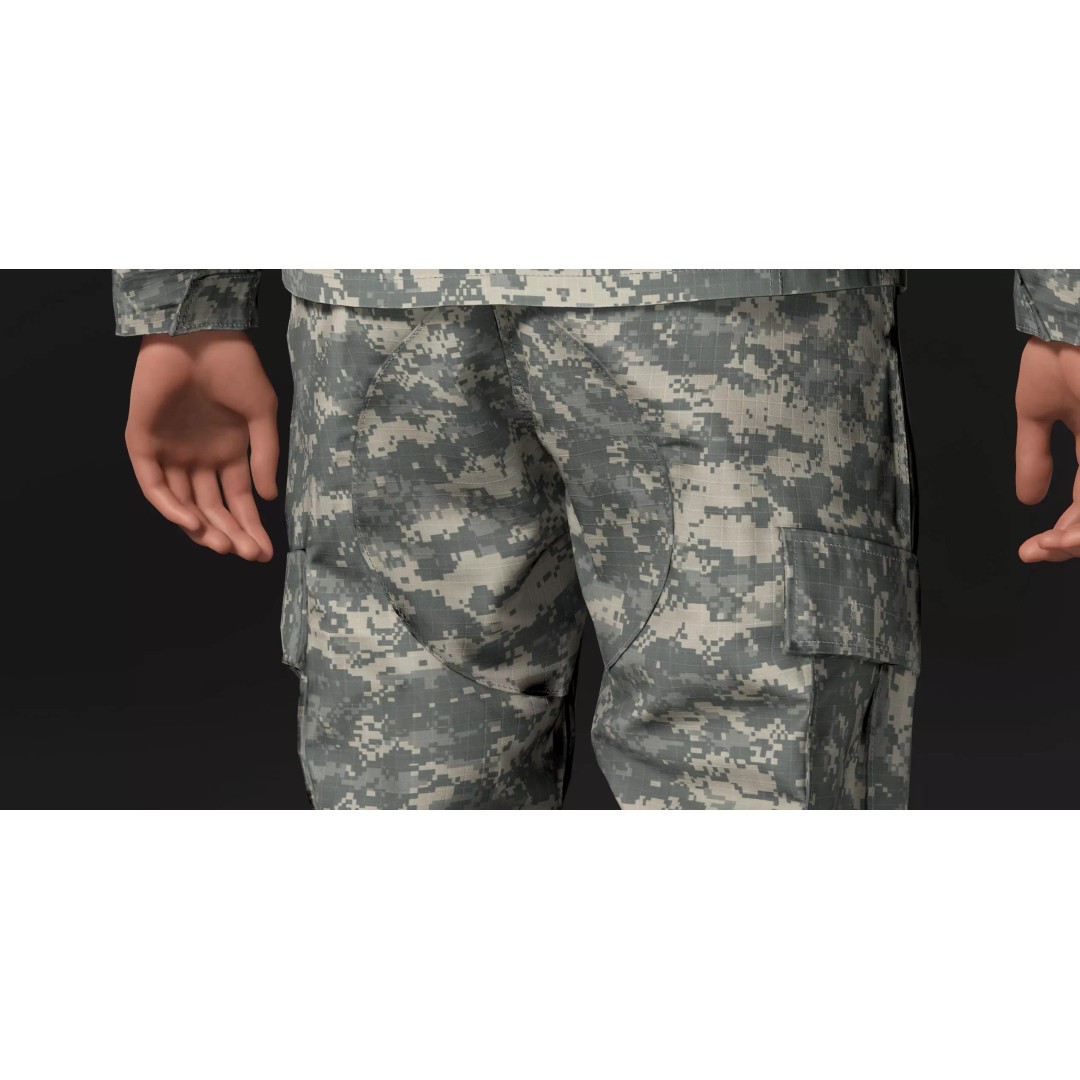 Modern Military Uniform 3D Model – Low Poly USMC & US Army Camos, FBX - View 15
