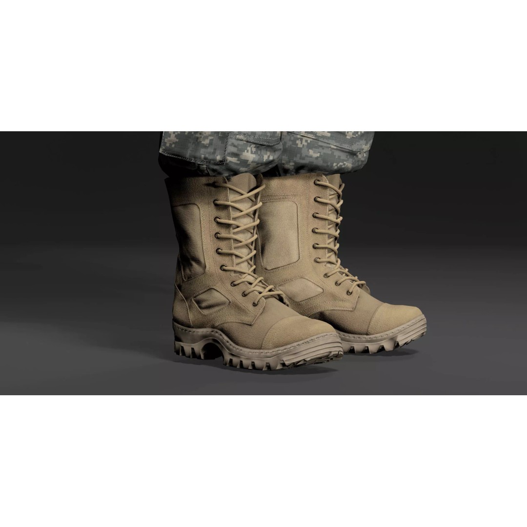 Modern Military Uniform 3D Model – Low Poly USMC & US Army Camos, FBX - View 16