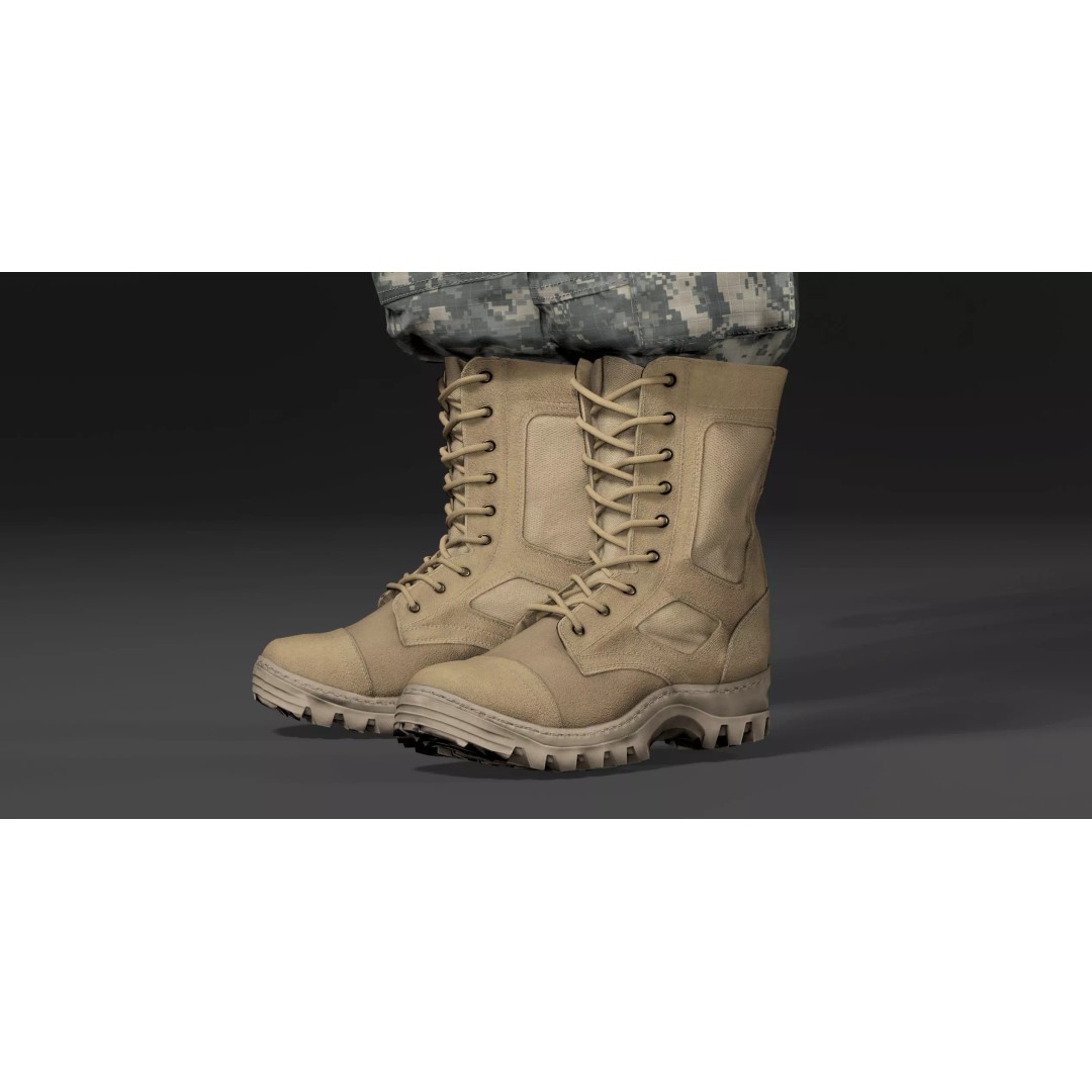 Modern Military Uniform 3D Model – Low Poly USMC & US Army Camos, FBX - View 17