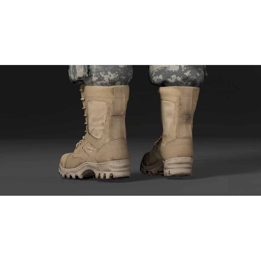 Modern Military Uniform 3D Model – Low Poly USMC & US Army Camos, FBX - View 18