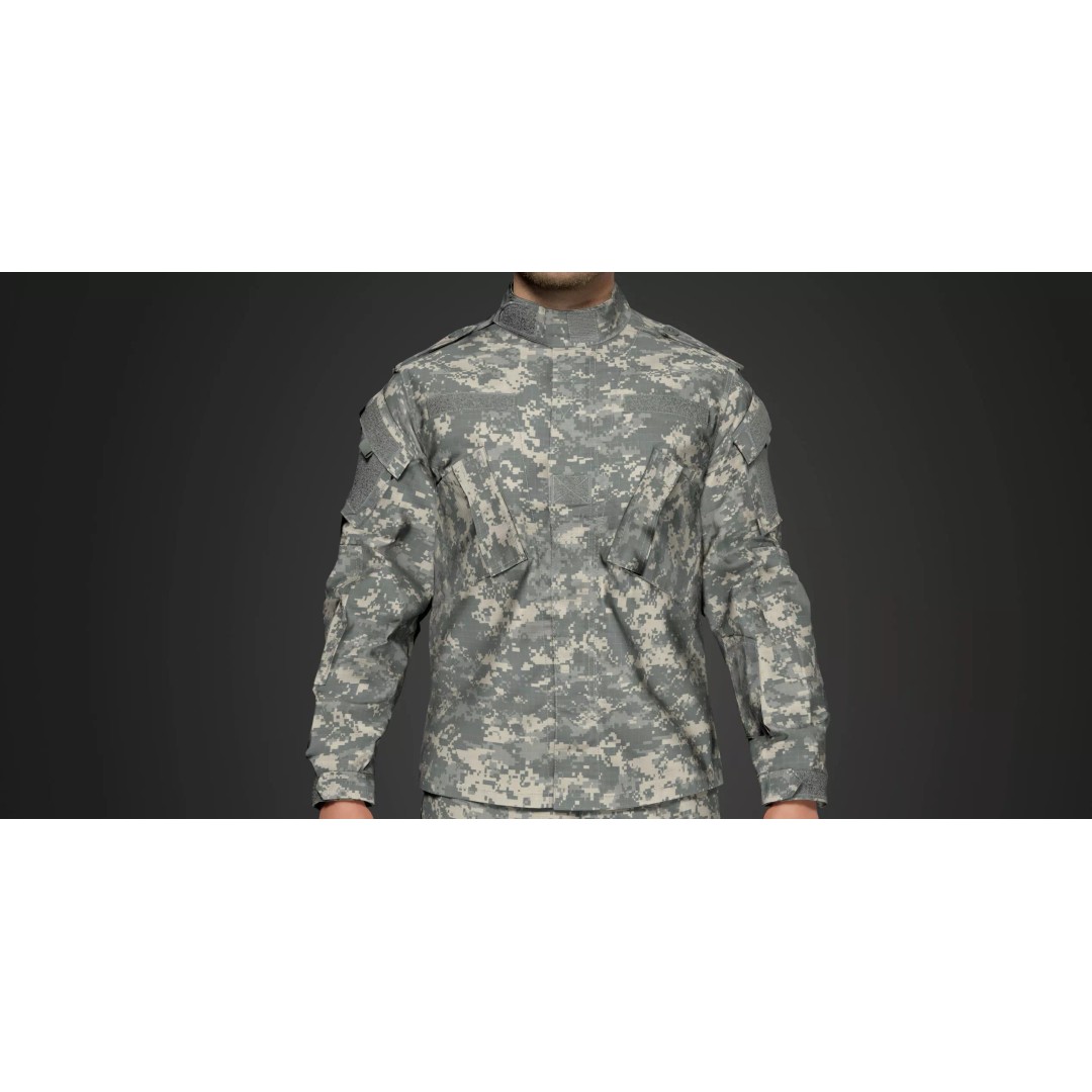 Modern Military Uniform 3D Model – Low Poly USMC & US Army Camos, FBX - View 6