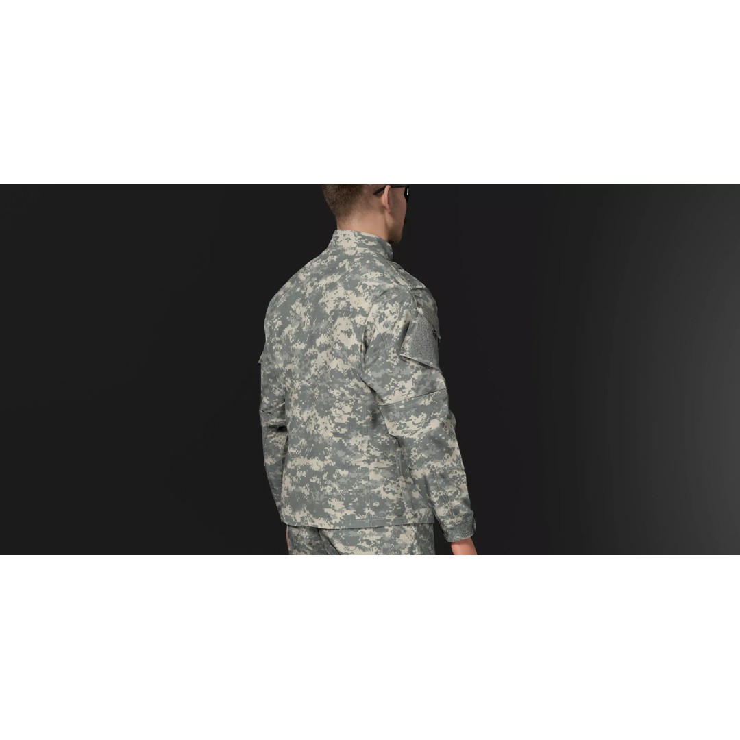 Modern Military Uniform 3D Model – Low Poly USMC & US Army Camos, FBX - View 9