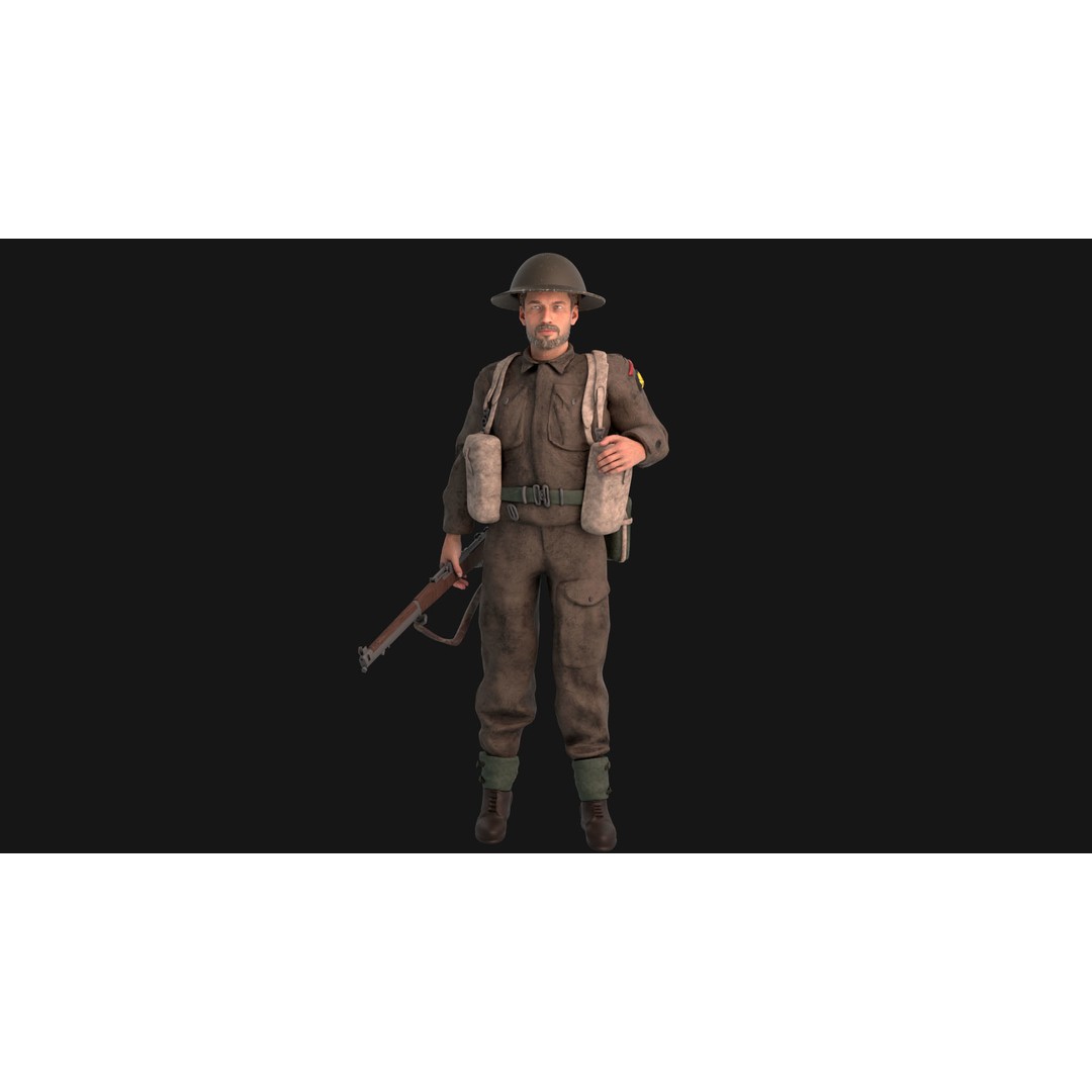 WW2 Soldier 3D Model – Rigged Low-Poly Character for Animation - View 13