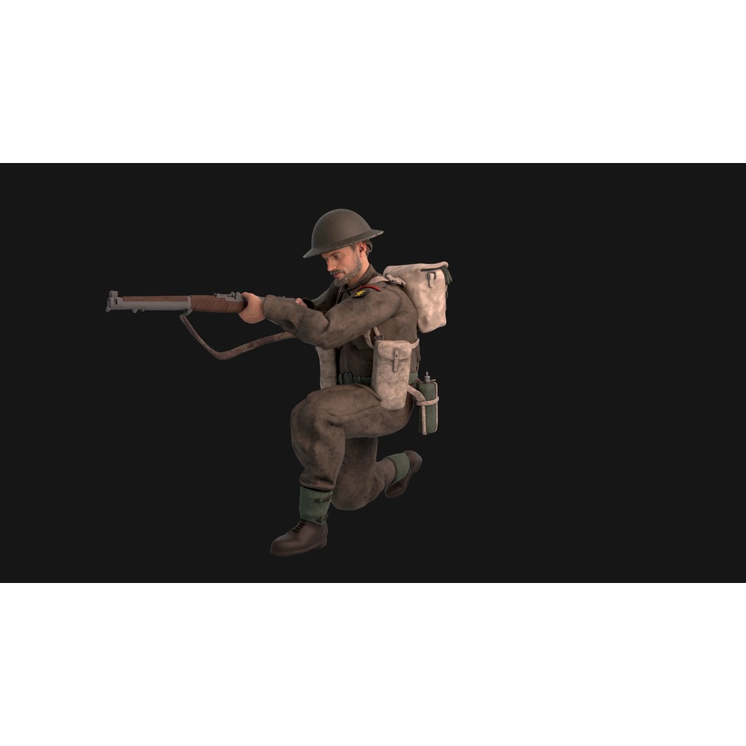 WW2 Soldier 3D Model – Rigged Low-Poly Character for Animation - View 15
