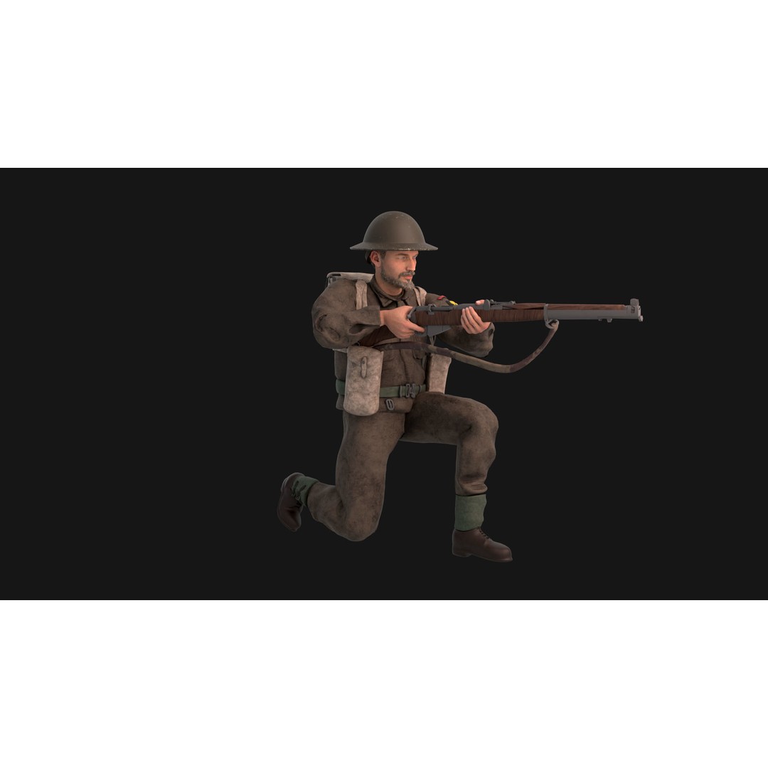 WW2 Soldier 3D Model – Rigged Low-Poly Character for Animation - View 16