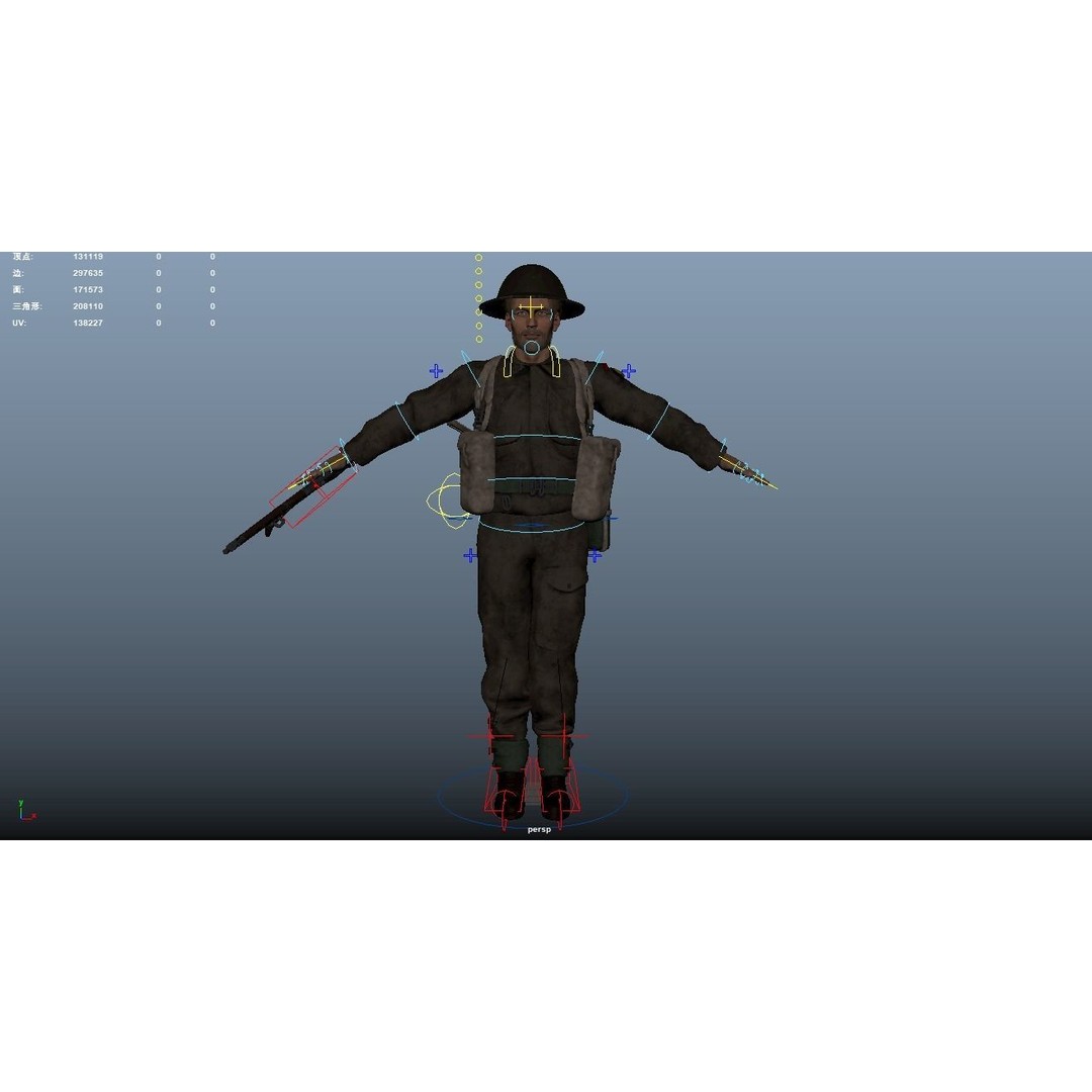 WW2 Soldier 3D Model – Rigged Low-Poly Character for Animation - View 17