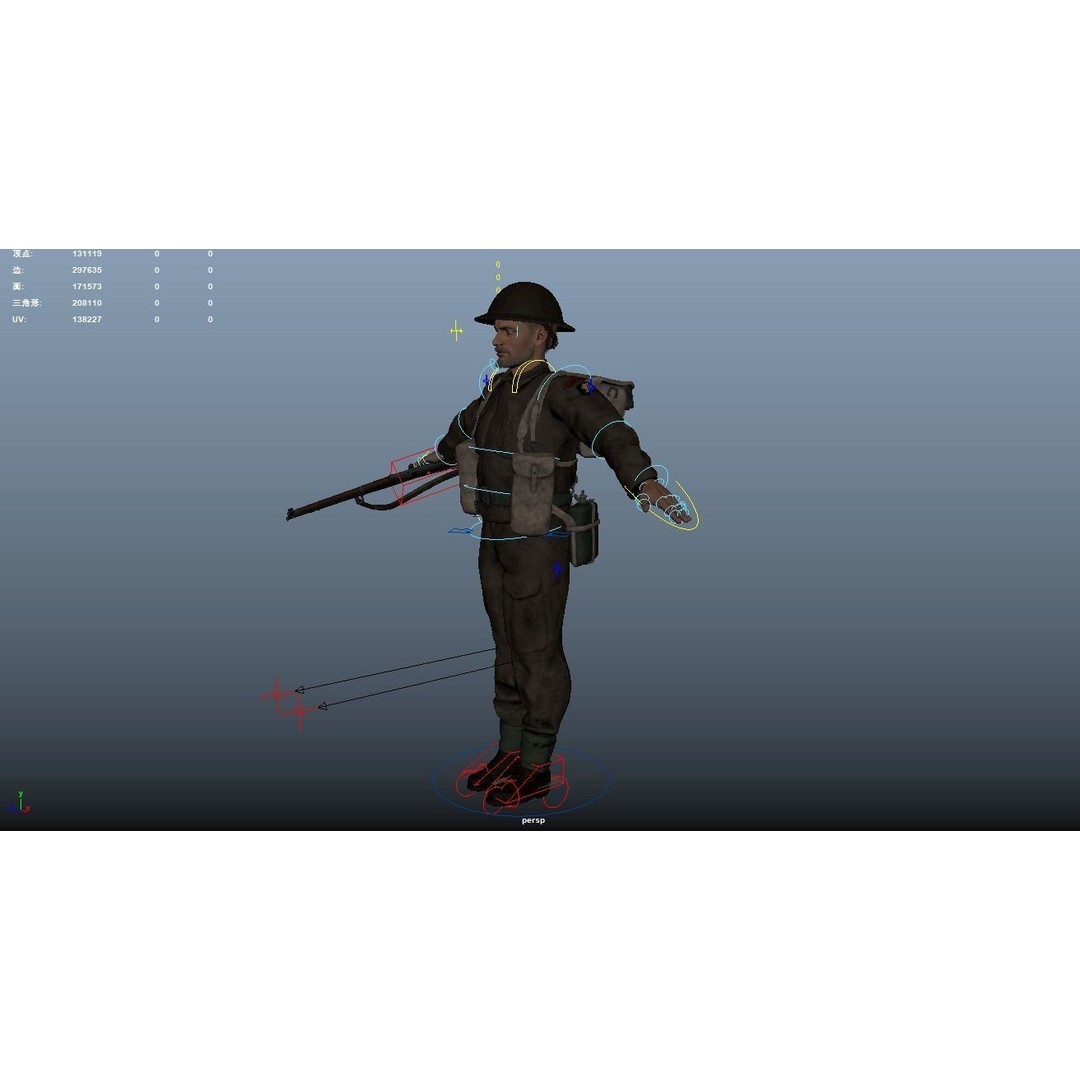 WW2 Soldier 3D Model – Rigged Low-Poly Character for Animation - View 19
