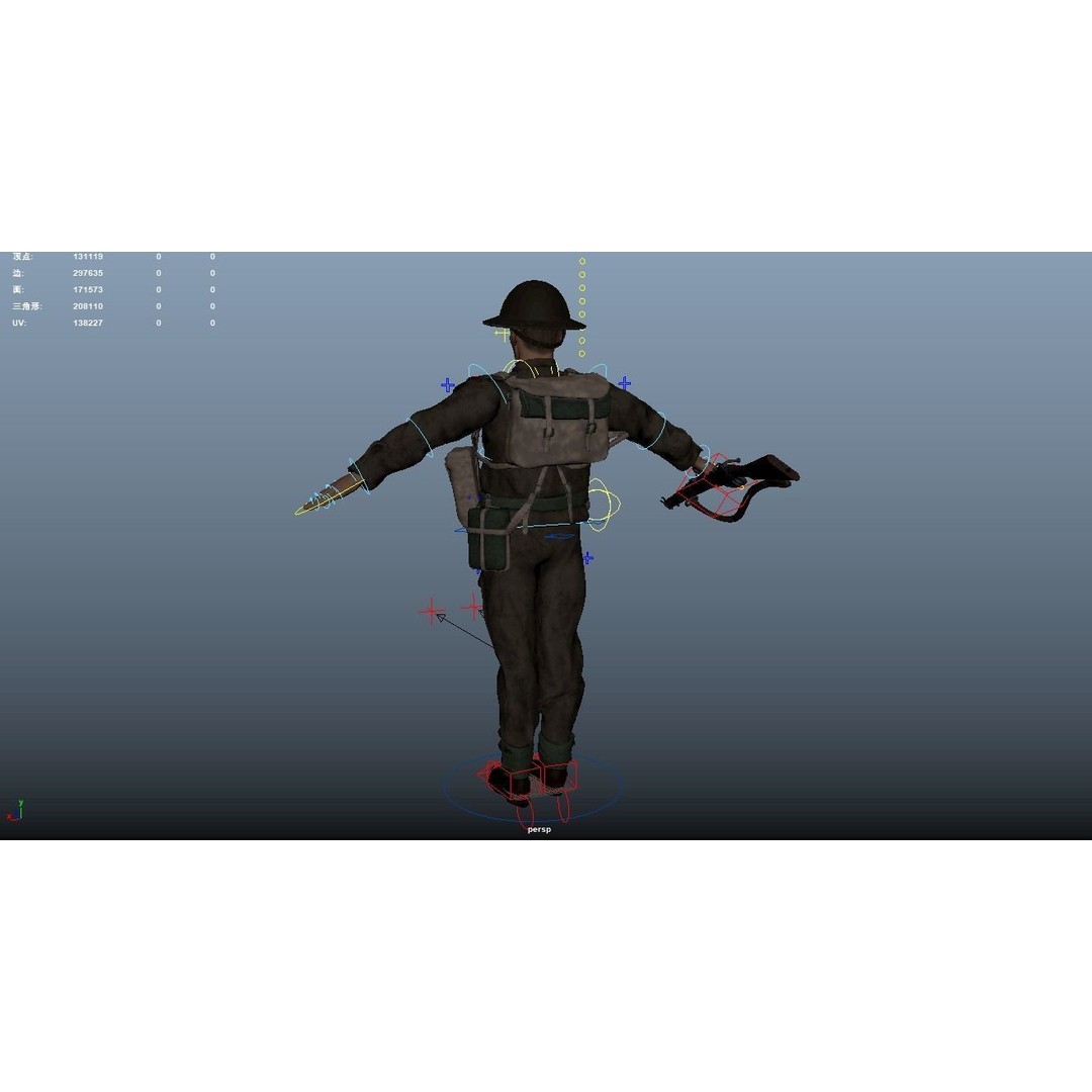 WW2 Soldier 3D Model – Rigged Low-Poly Character for Animation - View 21