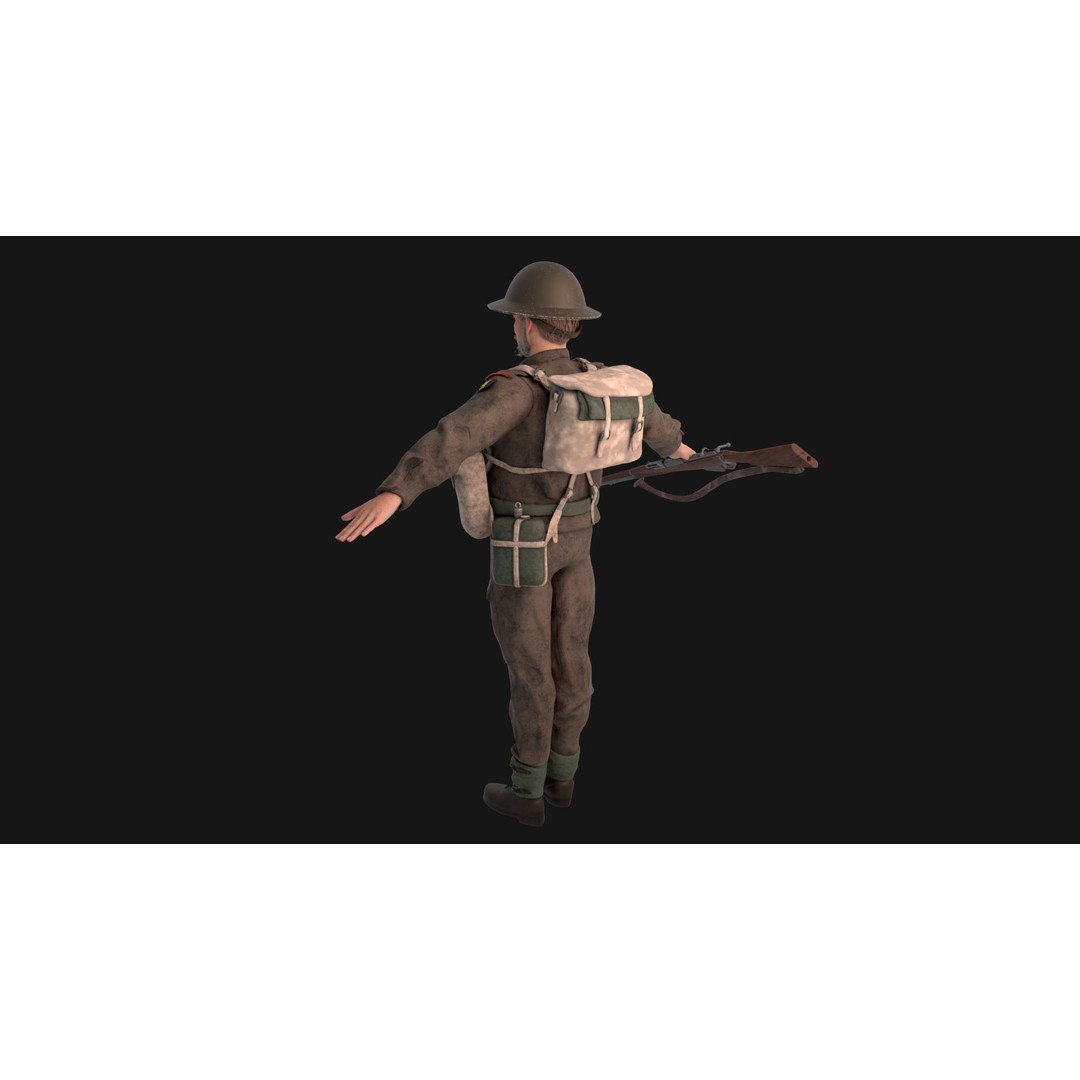 WW2 Soldier 3D Model – Rigged Low-Poly Character for Animation - View 5