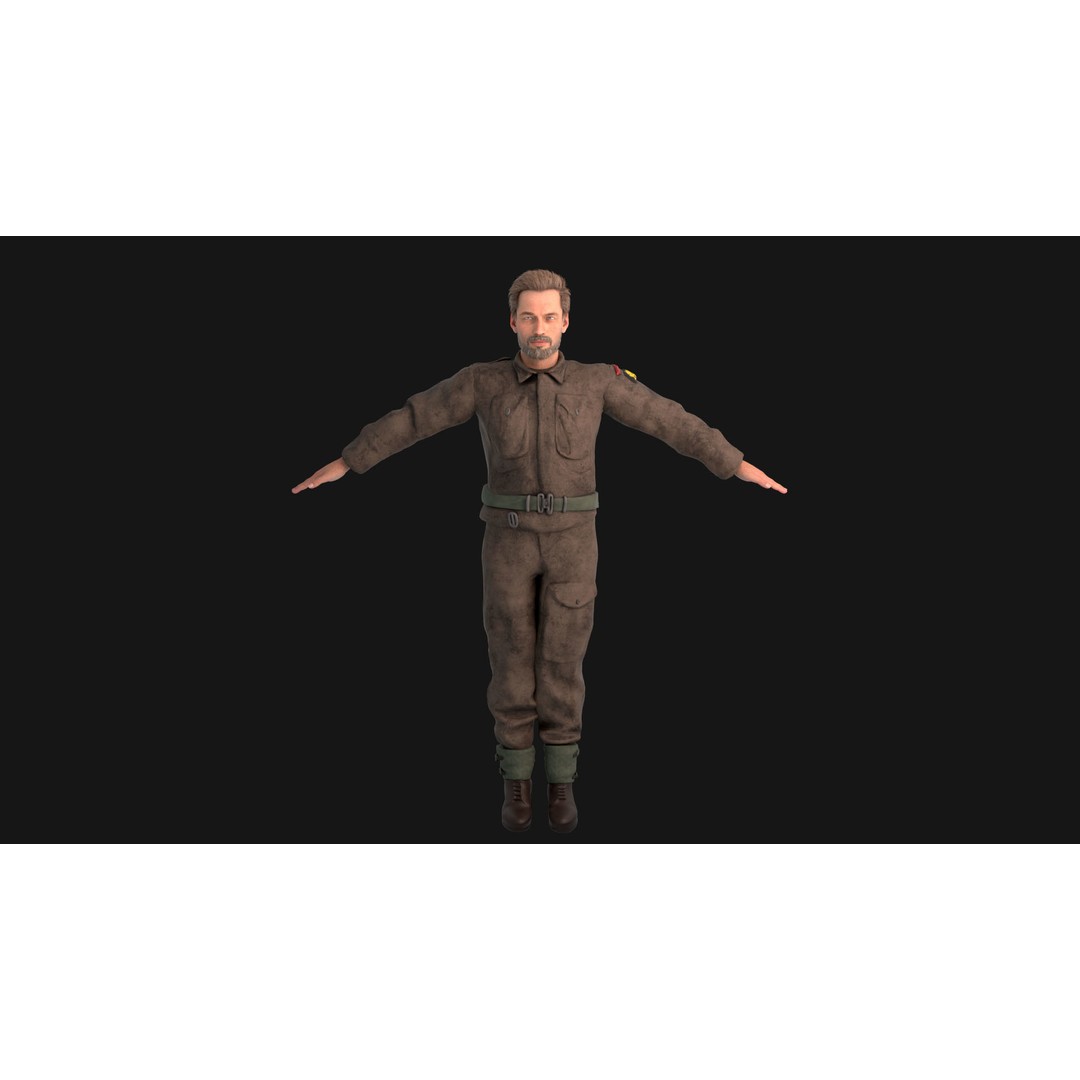 WW2 Soldier 3D Model – Rigged Low-Poly Character for Animation - View 6