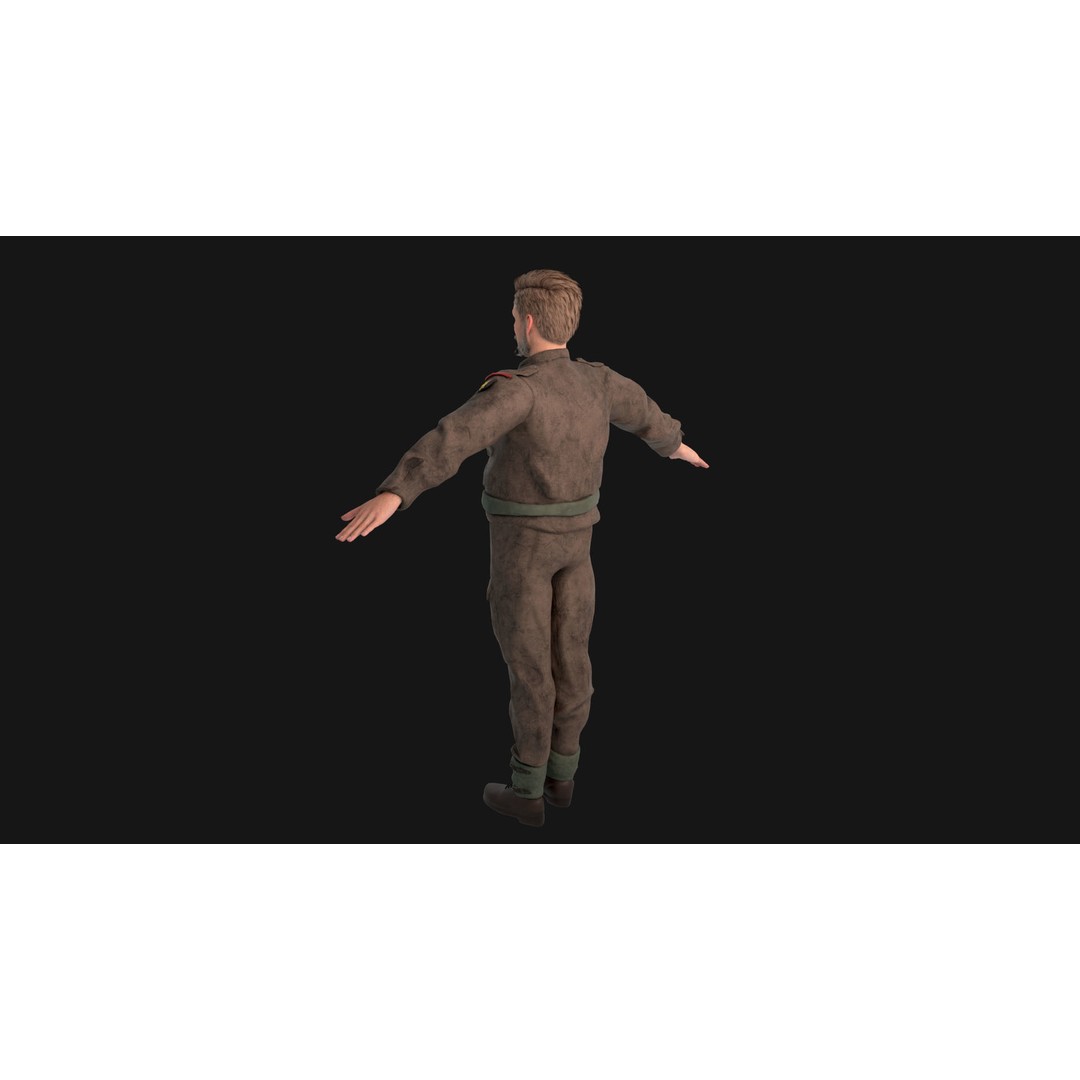 WW2 Soldier 3D Model – Rigged Low-Poly Character for Animation - View 8