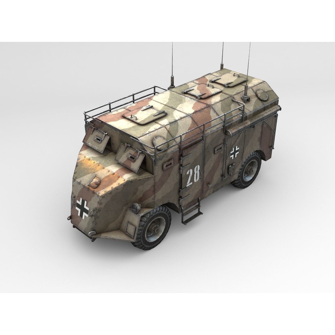 AEC Dorchester 3D Model – Low Poly Armoured Command Vehicle, FBX - View 3