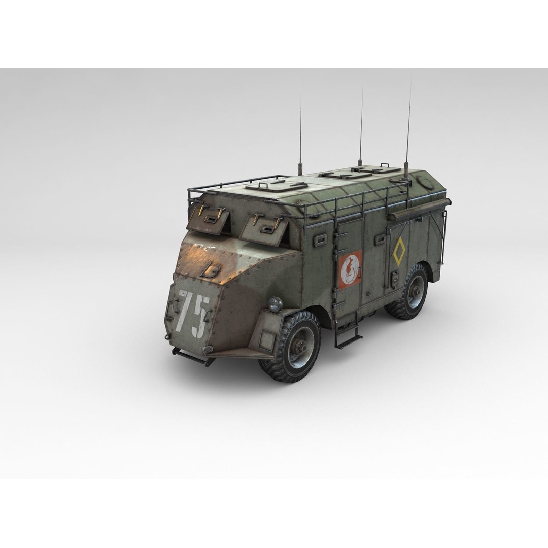 AEC Dorchester 3D Model – Low Poly Armoured Command Vehicle, FBX - View 4