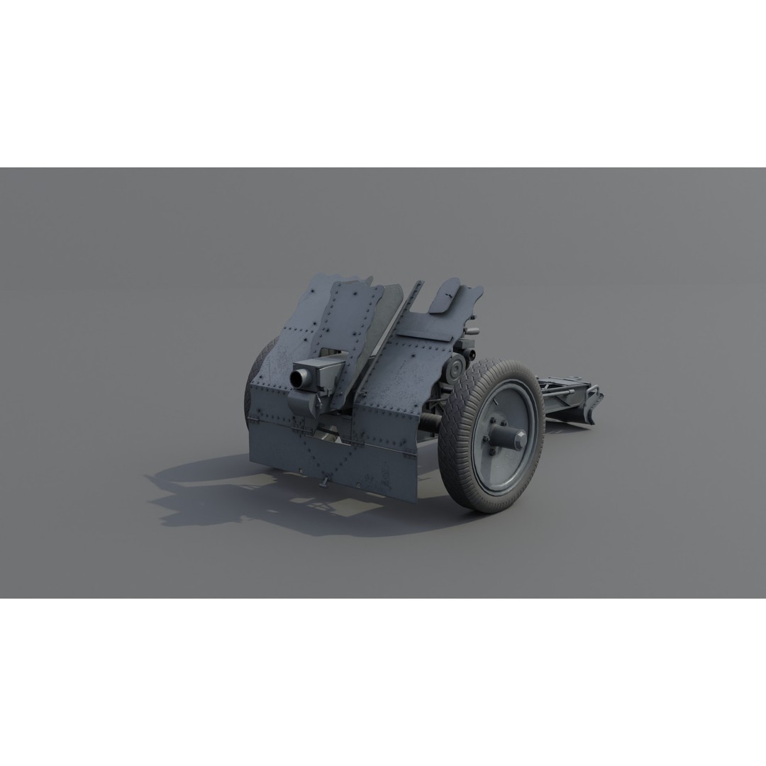75mm Light Infantry Gun 3D Model – Low Poly Game Asset, FBX, Blender