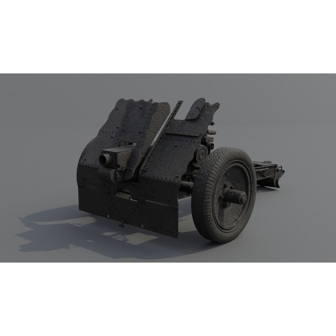 75mm Light Infantry Gun 3D Model – Low Poly Game Asset, FBX, Blender - View 10
