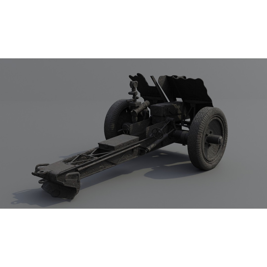 75mm Light Infantry Gun 3D Model – Low Poly Game Asset, FBX, Blender - View 11
