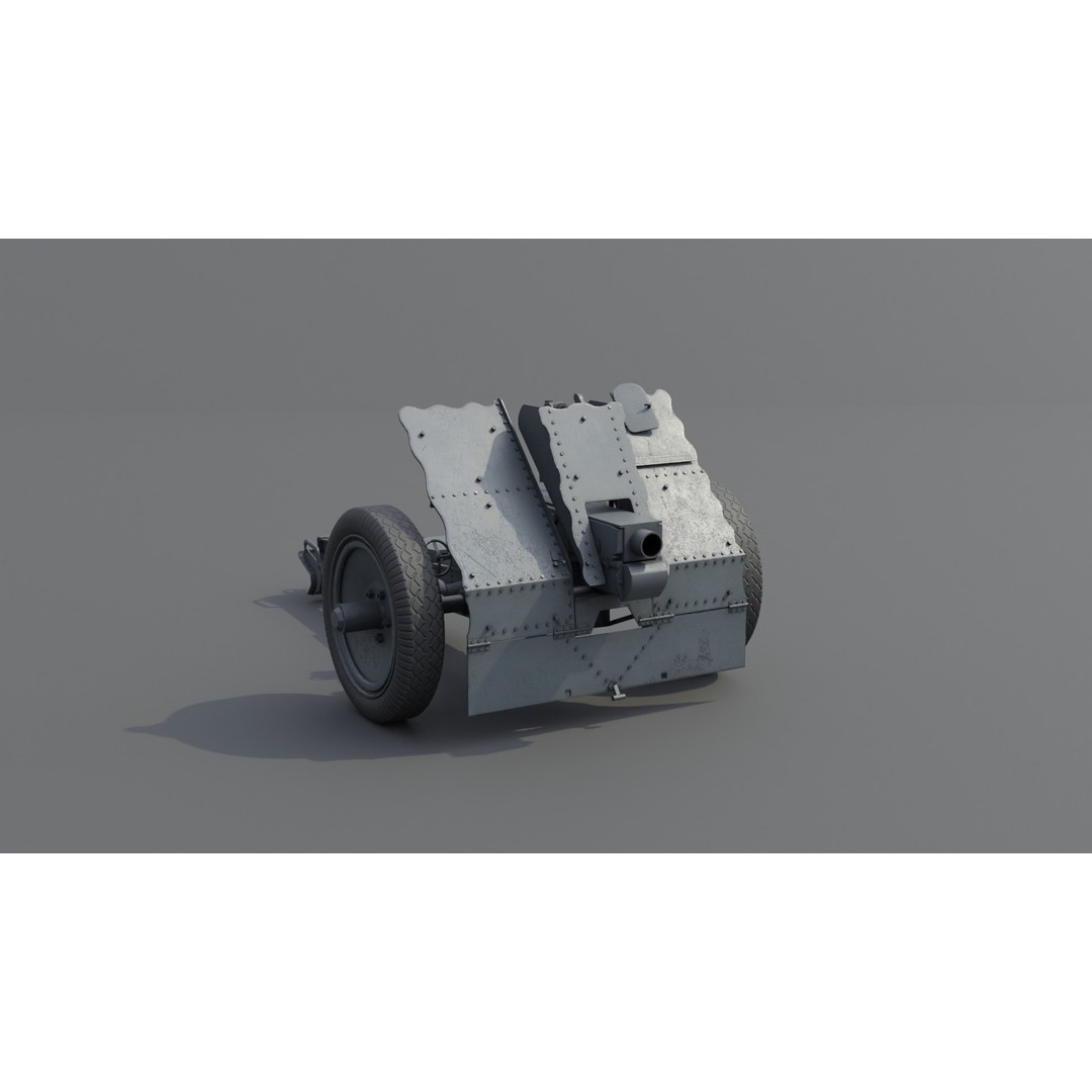 75mm Light Infantry Gun 3D Model – Low Poly Game Asset, FBX, Blender - View 18