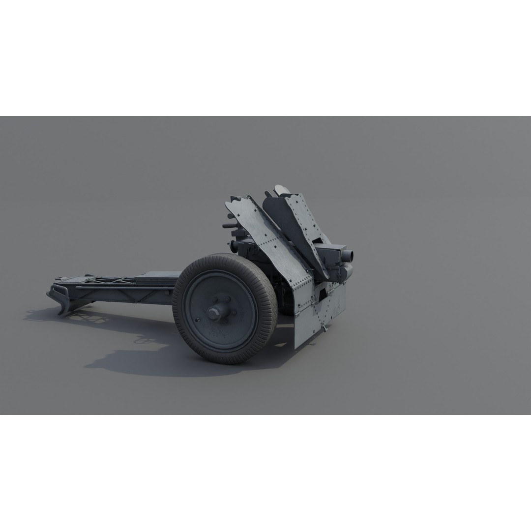 75mm Light Infantry Gun 3D Model – Low Poly Game Asset, FBX, Blender - View 19