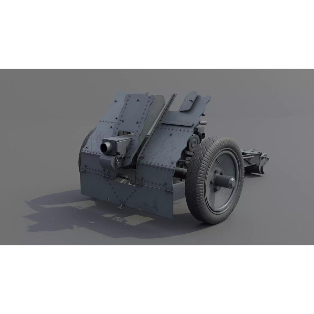 75mm Light Infantry Gun 3D Model – Low Poly Game Asset, FBX, Blender - View 2