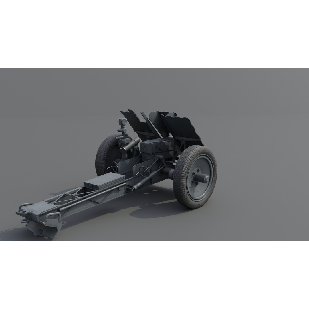 75mm Light Infantry Gun 3D Model – Low Poly Game Asset, FBX, Blender - View 21