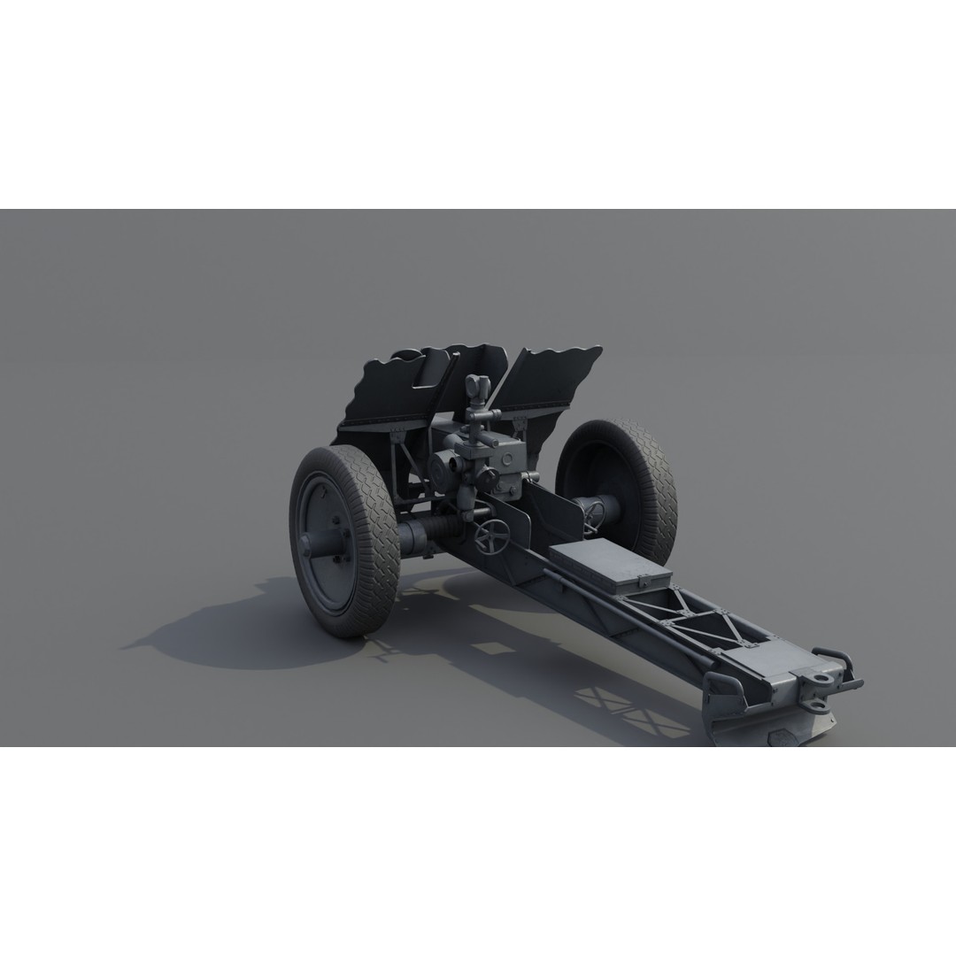 75mm Light Infantry Gun 3D Model – Low Poly Game Asset, FBX, Blender - View 23
