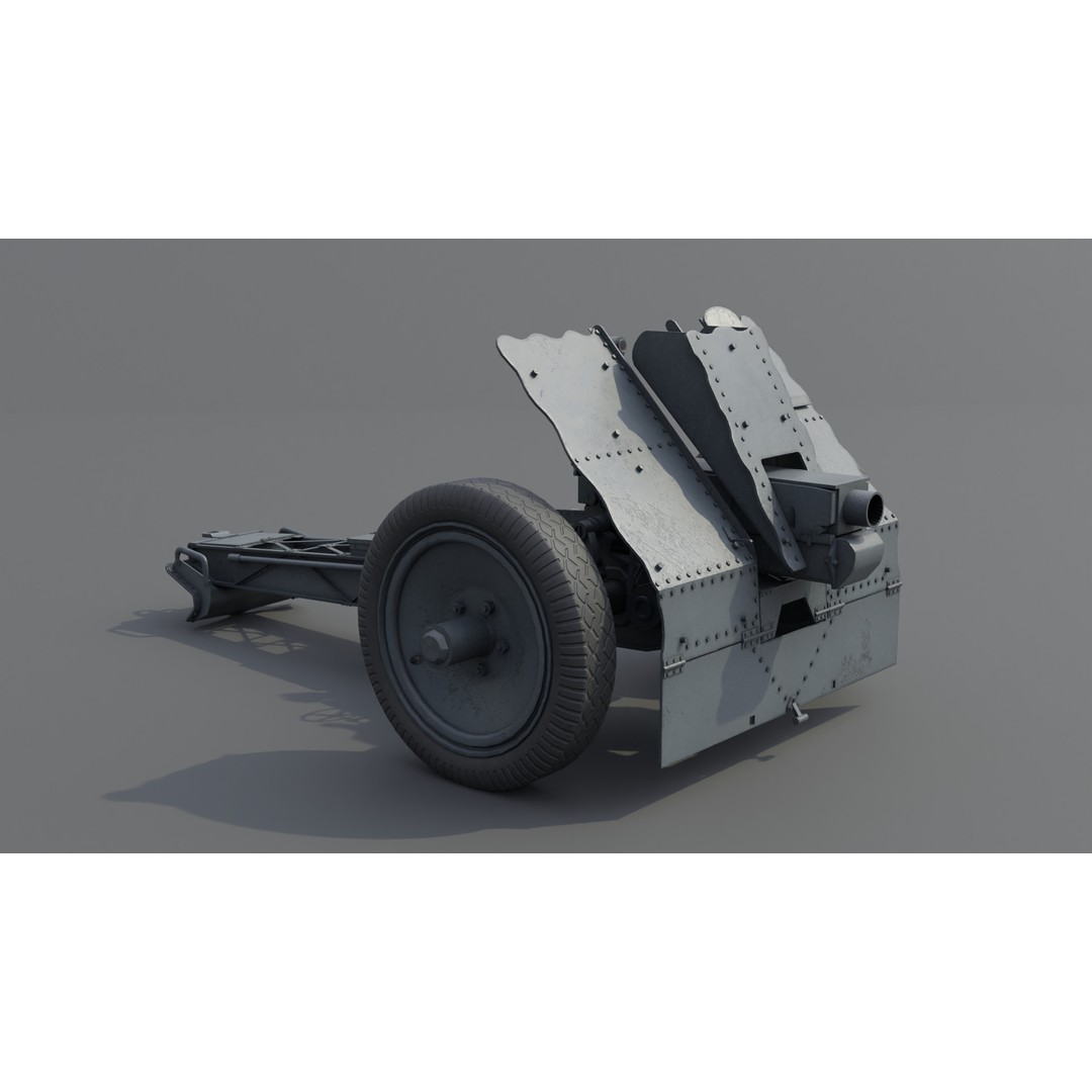 75mm Light Infantry Gun 3D Model – Low Poly Game Asset, FBX, Blender - View 3