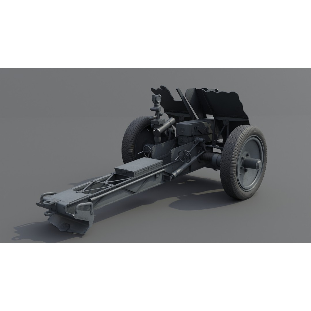 75mm Light Infantry Gun 3D Model – Low Poly Game Asset, FBX, Blender - View 4
