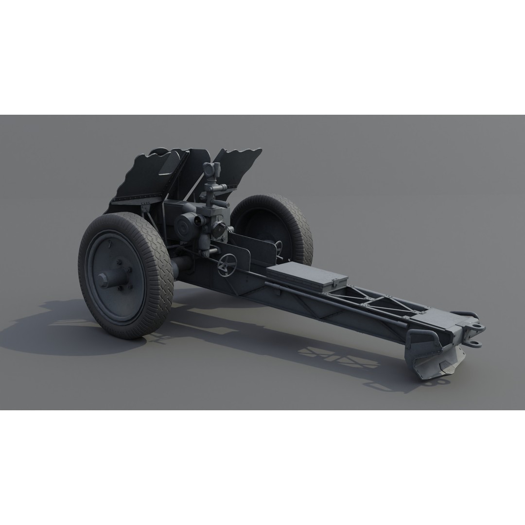 75mm Light Infantry Gun 3D Model – Low Poly Game Asset, FBX, Blender - View 5