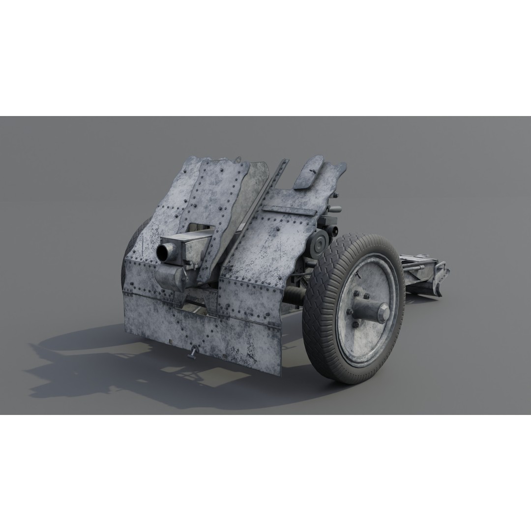 75mm Light Infantry Gun 3D Model – Low Poly Game Asset, FBX, Blender - View 6