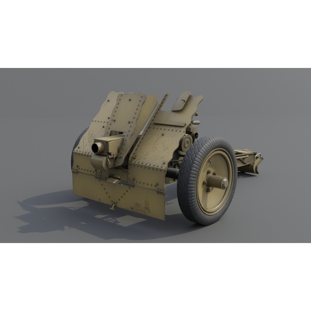 75mm Light Infantry Gun 3D Model – Low Poly Game Asset, FBX, Blender - View 8