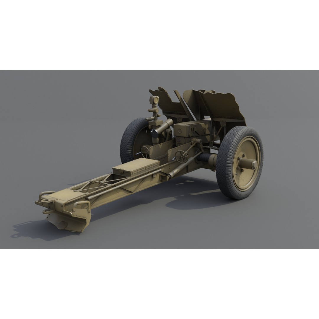 75mm Light Infantry Gun 3D Model – Low Poly Game Asset, FBX, Blender - View 9