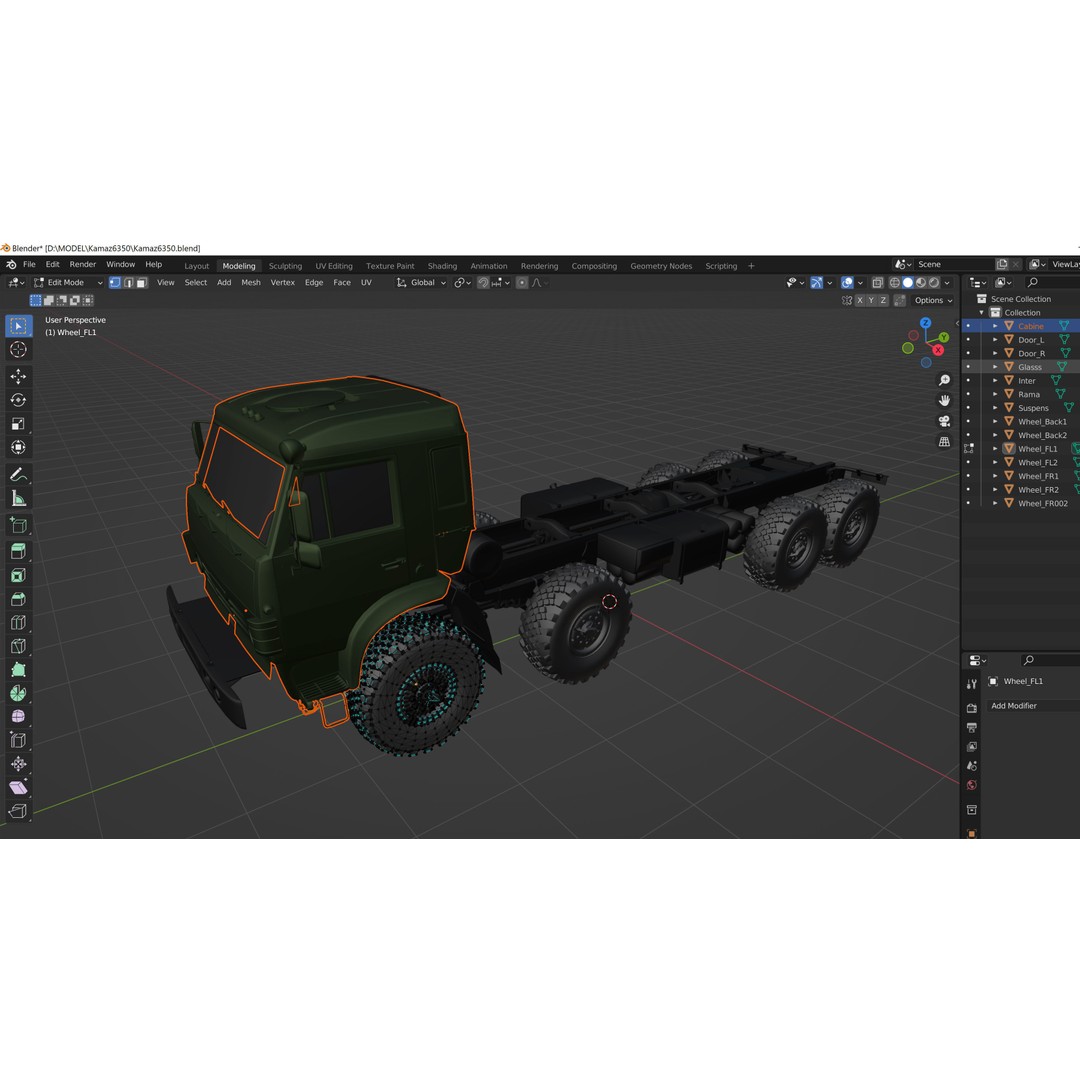 KamAZ-6350 3D Model – Heavy Utility Truck, PBR Textures, FBX - View 16