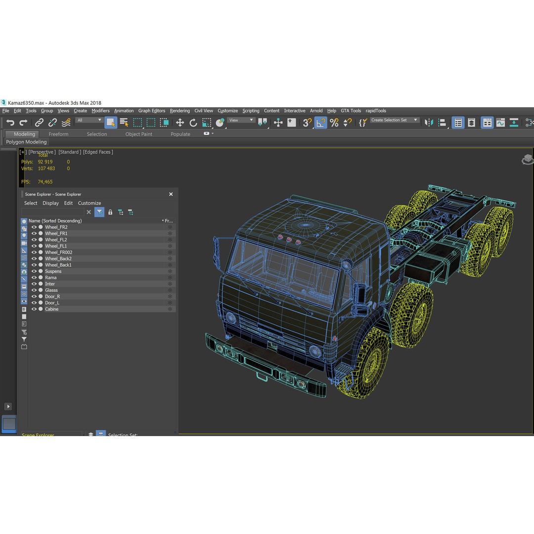 KamAZ-6350 3D Model – Heavy Utility Truck, PBR Textures, FBX - View 17