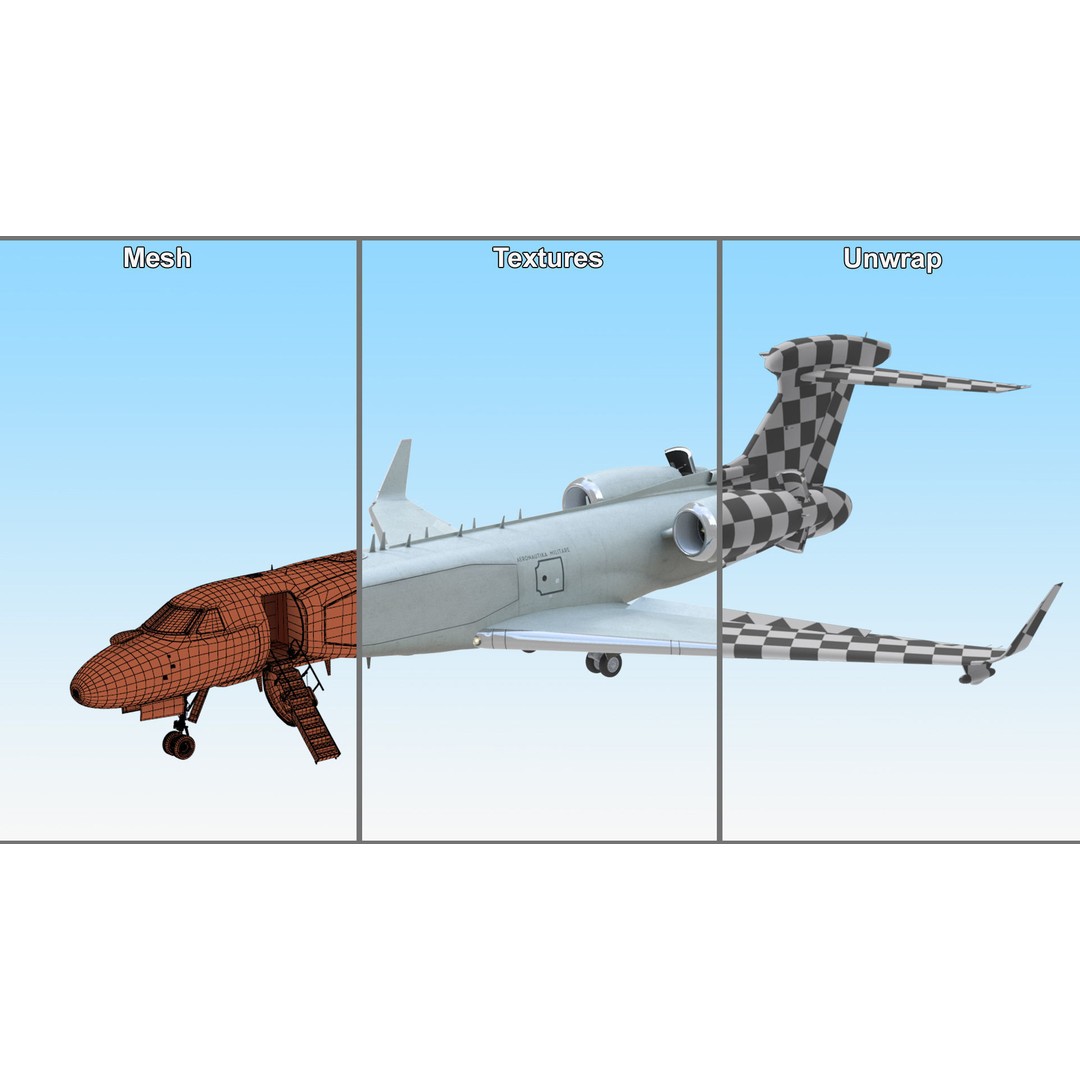 Gulfstream G550 CAEW 3D Model – High Poly Military Aircraft, FBX, PBR - View 17