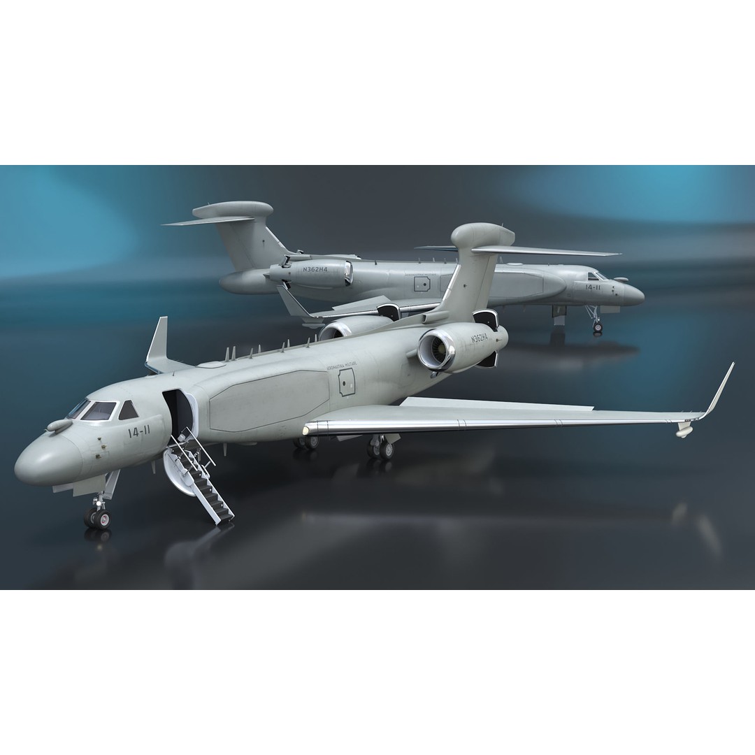 Gulfstream G550 CAEW 3D Model – High Poly Military Aircraft, FBX, PBR - View 5